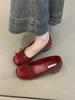 Zapatillas de Ballet Estilo Hada con Falda 2025 Nuevo Estilo Francés Lazo Suave Boca Baja Realce Interior Zapatos de Noche