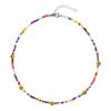 Gargantilla de Primavera Cadena de Clavícula de Cristal Cara Sonriente Perlas de Arroz Apiladas Collar de Color Niche de Mujer Hada Cyber Celebrante Collar