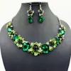 Amazon nuevo conjunto de dos piezas de collar y pendientes de flor europeos y americanos, exagerado, retro, color cristal, traje de joyería para banquetes