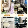 Taburete de Maquillaje Moderno Minimalista Estilo Crema, Silla de Maquillaje de Lujo Ligero para Dormitorio de Casa junto a la Cama, Silla de Ocio Engrosada de Lana de Cordero