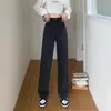 Jeans de Pierna Ancha de Cintura Alta para Mujer Verano 2022 Nuevo Estilo Sueltos Adelgazantes Estilo Coreano Pantalones Rectos de Longitud Completa
