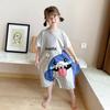 Macacão Infantil Primavera e Verão Roupa de Casa Pijama Estilo Cartoon Algodão Puro Macacão de Uma Peça Estilo Cartoon Design Coreano