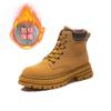 Estilo Casal Botas de Couro Genuíno Cor Ruibarbo 2025 Novos Sapatos Femininos Outono e Inverno Estilo Britânico Botas Curtas Botas Femininas de Solado Grosso Sapatos