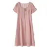 Vestido Feminino Yinuo Plus Size Estilo Floresta Fresca de Verão com Cintura Marcada Novo Estilo 2026 Vestido Longo com Cinto de Linho Misturado 264924