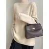 Suéter Engrossado e Ampliado de Pelo Sintético de Visão para Mulheres, Novo Pulôver de Gola Redonda Outono e Inverno 2026, Blusa de Tricô de Manga Longa Estilo Preguiçoso