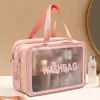 Bolsa de maquillaje impermeable de gran capacidad, bolsa cosmética y de tocador portátil para viajes, bolsa de almacenamiento a prueba de humedad con separación de seco y húmedo
