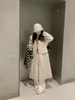 Pantalones de Pierna Ancha Adelgazantes de Cintura Alta para Mujer Otoño Invierno Sueltos de Longitud al Suelo Casuales Pantalones de Punto de Lana Blancos de Pierna Recta