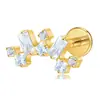 Pendientes de Titanio con Galvanizado Eléctrico Dorado 18K con Circonita, Aro para Oreja con Rosca Interna, Pendiente Ligero de Lujo Ligero de Alta Gama
