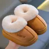 Pantuflas de algodón para niños de invierno con talón, cálidas y de felpa, suela gruesa, pantuflas de gamuza para el hogar para padres e hijos, para niños y niñas