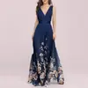 Vestido estampado estilo retro francés para mujer, nuevo modelo de verano, ropa europea y americana transfronteriza para mujer, elegante y moderno vestido largo de cuello en V