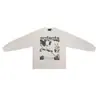 Erd Melancolia Rico Vintage Lavado Estampa Rachada Quadrinhos Waffle Unissex Manga Longa Camiseta Camada Base Tendência