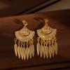 Pendientes largos con borlas y forma de gota de agua, estilo étnico bohemio europeo y americano, con diamantes de imitación para mujer.