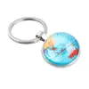 Chaveiro pingente padrão globo terrestre pedra preciosa do tempo pingente criativo bola de cristal de vidro acessório de chaveiro