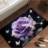 Tapete de Chão 3D Flor Rosa de Terra de Diatomáceas Transfronteiriço, Tapete Absorvente para Banheiro, Tapete Antiderrapante de Secagem Rápida para Entrada de Vaso Sanitário, Tapete de Entrada Doméstico