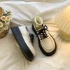 Zapatos de Piel Pequeños con Cordones en el Dedo Gordo para Mujer Primavera Nuevo Estilo Retro Británico Plataforma Suela Gruesa Zapatos Individuales
