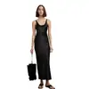 Vestido de Triacetato Importado 2026 Estilo Regata Costas Abertas Texturizado Plissado com Decote em U para Mulheres, Verão e Primavera, Corte em Viés de Cetim