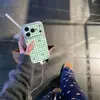 Funda para iPhone 16 Que se Transforma Instantáneamente en Apple 17 Pro Max con Textura de Lichi, 15 Pro Anticaídas, 14 Cuadrícula Verde Estrellas