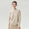 Nova coleção de outono: suéter feminino de cashmere com fio floral, tricô simples e macio, modelagem solta, quente, versátil e perfeito como camada base