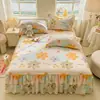 Saia de Cama Dupla Renda Transfronteiriça Conjunto de Três Peças Cobertura de Cama Espessa Antiderrapante Saia de Cama Cobertura de Cama de Peça Única Saia de Cama Atacado