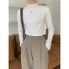 Camiseta Base de Manga Larga Ajustada Versátil para Mujer, Parte Superior de Mascarilla Facial de Seda de Leche, Cuello Semi-Alto, Nueva Colección 2026