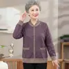 Tricô Mamãe Estilo Primavera e Outono 2026 Novo Estilo Pessoas de Meia-Idade e Idosos Vovó Elegante Suéter Cardigan de Manga Comprida Jaqueta Roupa Feminina