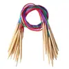 Tubo de Agulha através de Agulha Circular Carbonizada de Ponta Dupla de Bambu Agulha Circular Agulha de Lã Agulha de Tricô 80cm Tubo Colorido Bambu Alvejado Agulha de Anel