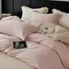 Conjunto de alta qualidade de cor sólida, alta contagem, algodão de fibra longa escovado, quatro peças, conjunto de cama de três peças espesso 100% algodão puro, outono e inverno