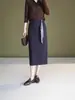 Falda Lápiz de Mezclilla Versátil Casual 2025 Otoño Nueva Moda Simple de Longitud Media con Abertura Falda de Línea A