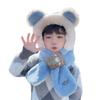 Gorro y bufanda para niños, gorro de felpa de invierno integrado para niños y niñas, máscara de protección auditiva a prueba de viento y frío, conjunto de tres piezas desmontable