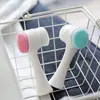 Escova de Lavar o Rosto Manual de Silicone 3D Dupla Face com Suporte, Escova de Lavar o Rosto Única com Cerdas Macias para Limpeza Facial e Cuidados com a Pele
