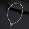 Collar de Doble Capa Flor de Perla Incrustada de Diamantes Transfronterizo Europeo y Americano, Cadena para Clavícula de Lujo Ligero y Alta Gama, Collar de Nicho Estilo Francés