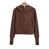 234037-24 Otoño Nueva Chaqueta Americana con Cremallera y Capucha de Cuello Vertical para Mujer Otoño/Invierno Vestido Delgado y Cálido con Forro Polar