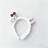 Faixa de Cabeça de Gatinho com Laço de Algodão Pelúcia Fofa Outono e Inverno Alta Pressão Craniana Faixa de Cabelo Lavagem Diária do Rosto Acessório de Cabelo Versátil