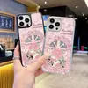 Nuevo Producto de Primavera Rosa Rosa Iphone16 Hermosa Funda para Teléfono Apple 17Pm Agujero Grande Espejo Cubierta Protectora