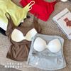 Camisola de cintura plisada sencilla de primavera y verano con corte cruzado y hermosa parte superior de tubo con copa fija sexy