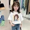 Ropa Infantil de Manga Corta para Verano, Algodón Puro Nuevo Estilo 2026, Tops para Niños Medianos y Grandes, Camiseta de Manga Corta de Moda para Niñas
