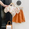 Ancorelala Ropa Nueva de Niña para Primavera y Verano Conjunto de Dos Piezas con Tops y Faldas Florales Frescas para Niñas