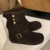 Nuevas Botas Martin de Invierno 2025, Punta Redonda, Felpa, Suela Gruesa, Hebilla de Cinturón, Esmerilado para Nieve, Caña Baja, Ajustadas, para Mujer