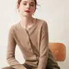 Novo Cardigã de Cashmere Liso Versátil com Gola Redonda Estilo Coreano Jaqueta Simples Solta Camisa Base