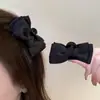 Presilha de cabeça de princesa com laço preto, pequeno, para mulheres, lateral, franja, grampo, adorno de cabeça, nova moda de celebridade da internet
