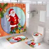 Cortina de ducha transfronteriza Serie Navideña de Amazon Impresión digital 3D Cortina impermeable para baño Suministro directo de fábrica Dropshipping