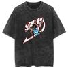 Camiseta Street Washed Transfronteriza Anime Fairy Tail Fairy Tail Casual Algodón Verano Manga Corta para Hombre y Mujer