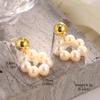 Aretes de Verano de Perla Natural Carta de Amor Camelia Arete Color Libre Sencillo Moda Alta Gama Aretes Ins