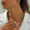 Transfronterizo Nuevo Estilo Europeo y Americano Collar de Gotas de Aceite para Mujer Juego de Pendientes Diseño de Nicho Rosa Simple Collar Largo
