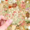 Compra Directa Transfronteriza de 50 Pegatinas Decorativas para Diario Artístico Vintage, Artículos Frescos para Manualidades, Pegatinas con Temática Retro Verde