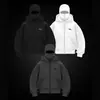 Jaqueta corta-vento com zíper e capuz duplo, estilo americano moderno 2025, moletom com zíper e capuz, estilo casal, à prova de vento, moda urbana