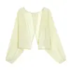 Cardigan de malha fina solto com design cruzado nas costas plus size feminino cobre a pele mostra magro manga longa top 88022