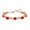 Pulseira de presente em ouro 18K banhado estilo europeu e americano em formato de ovo de ganso com cristal vermelho corrente de diamante vermelho granada pulseira de diamante