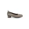 Zapatos tipo mocasín para mujer estilo ballet, de tacón grueso, color uva, modelo de mamá, slip-on, con división en la punta (tabi), y volantes elásticos