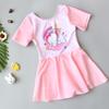 Vestido de natação feminino peça única estilo boxer com proteção solar secagem rápida manga curta fofo para meninas crianças de meia-idade estudantes adolescentes maiô